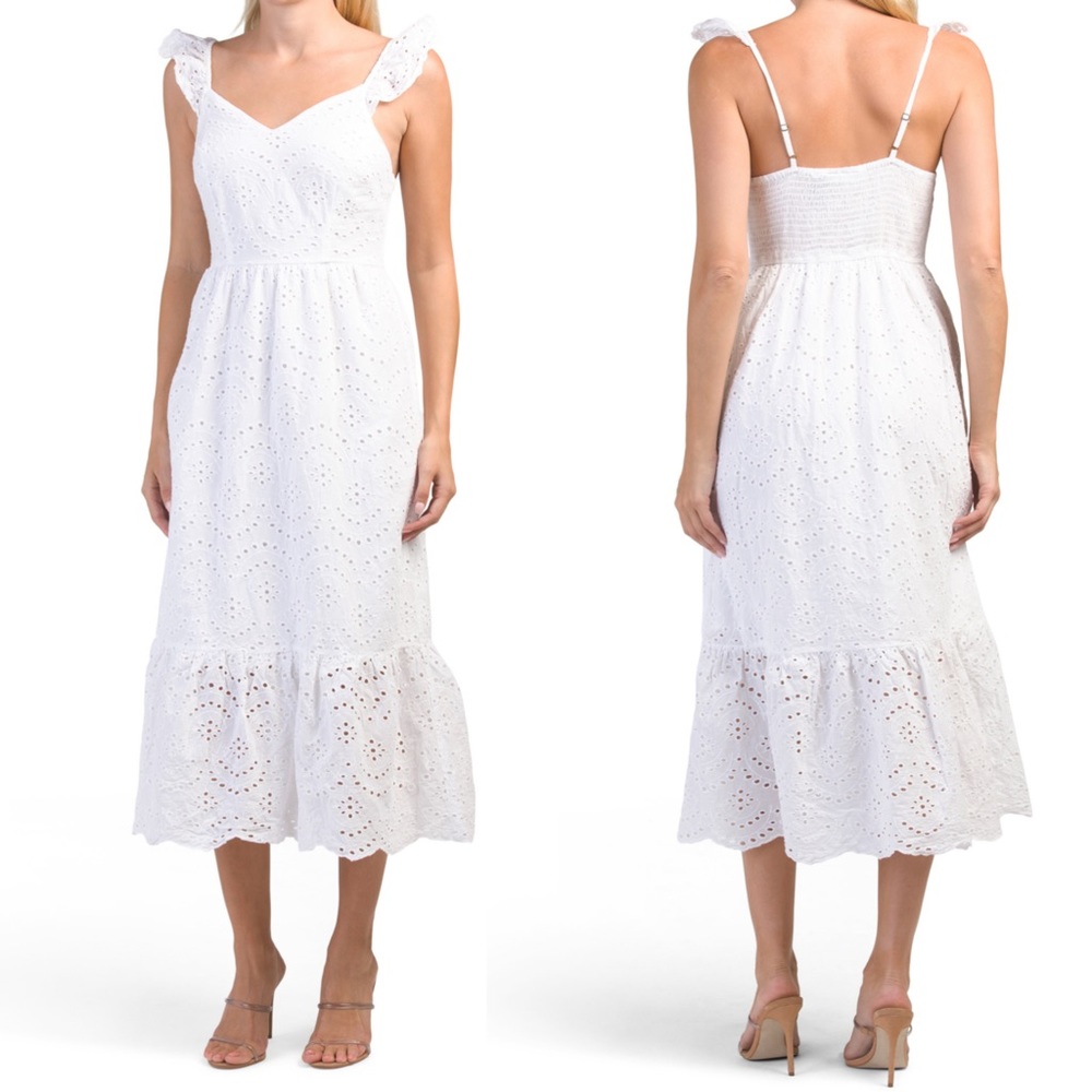 Sincerely Jules White Maxi Eyelet Dress. NWT. Lined XS